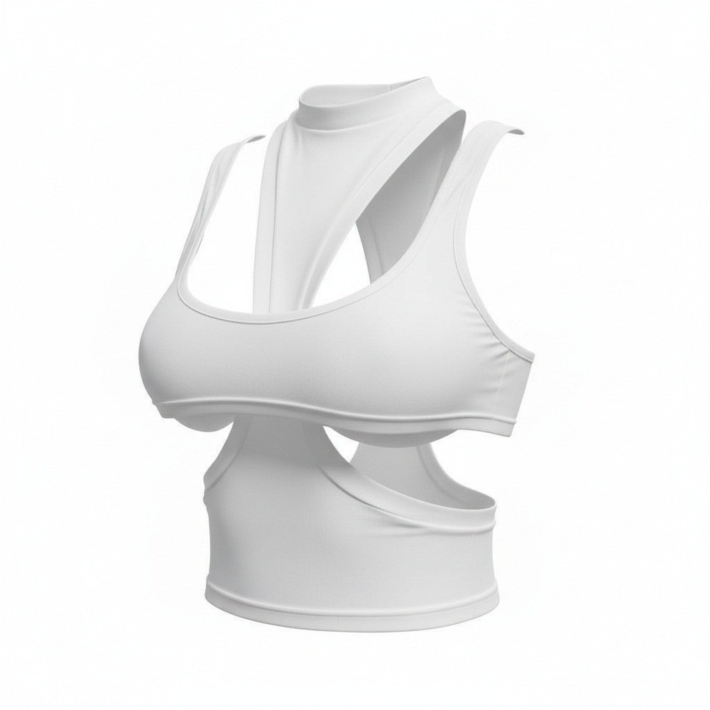 New XL White Sexy Cut Out Crop Top Open Sleeveless Tank Blouse Tee